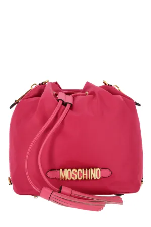 Moschino Logo Plaque Tassel Detailed Bucket Bag