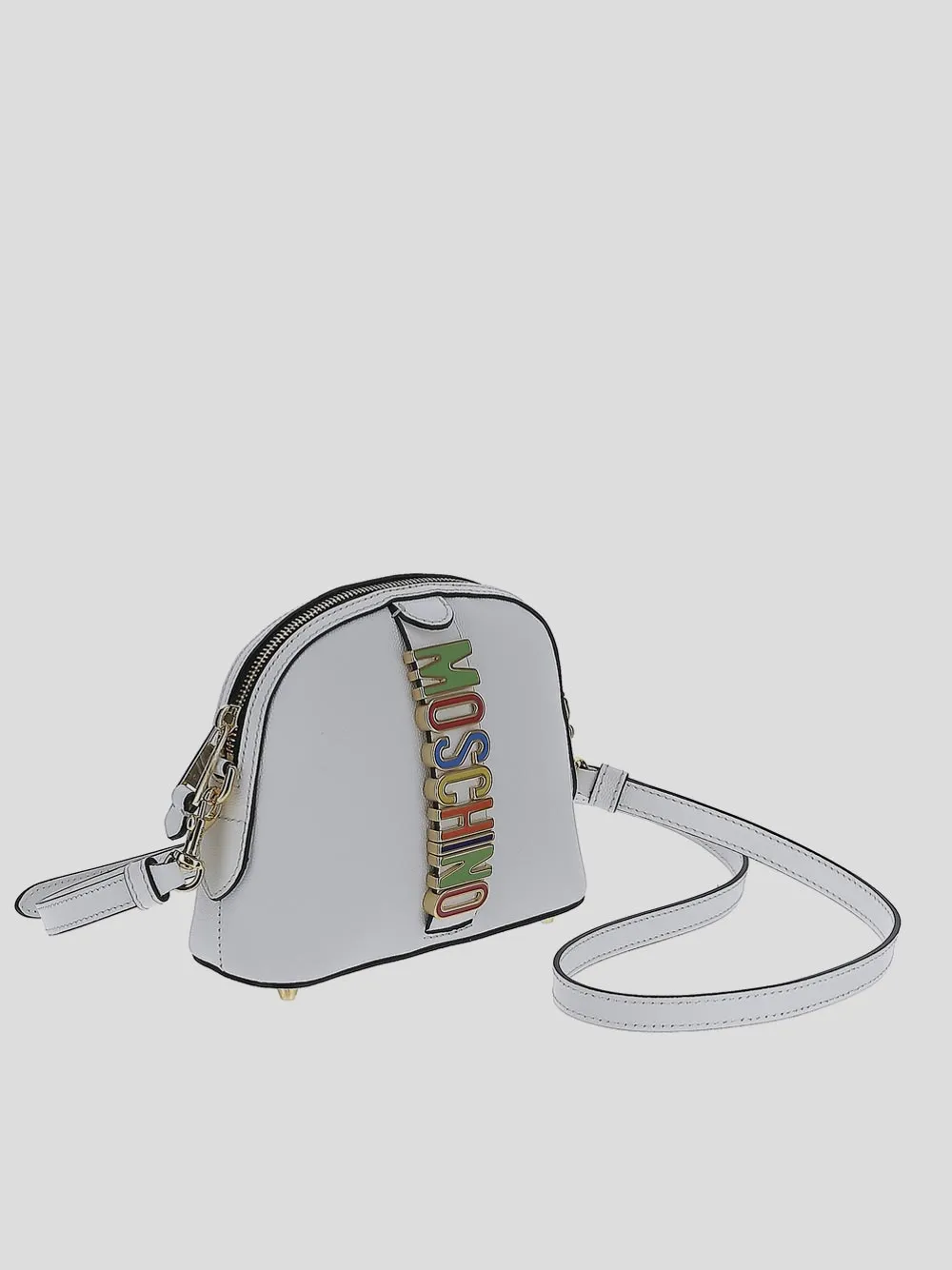 Moschino Logo Plaque Zip-Up Crossbody Bag