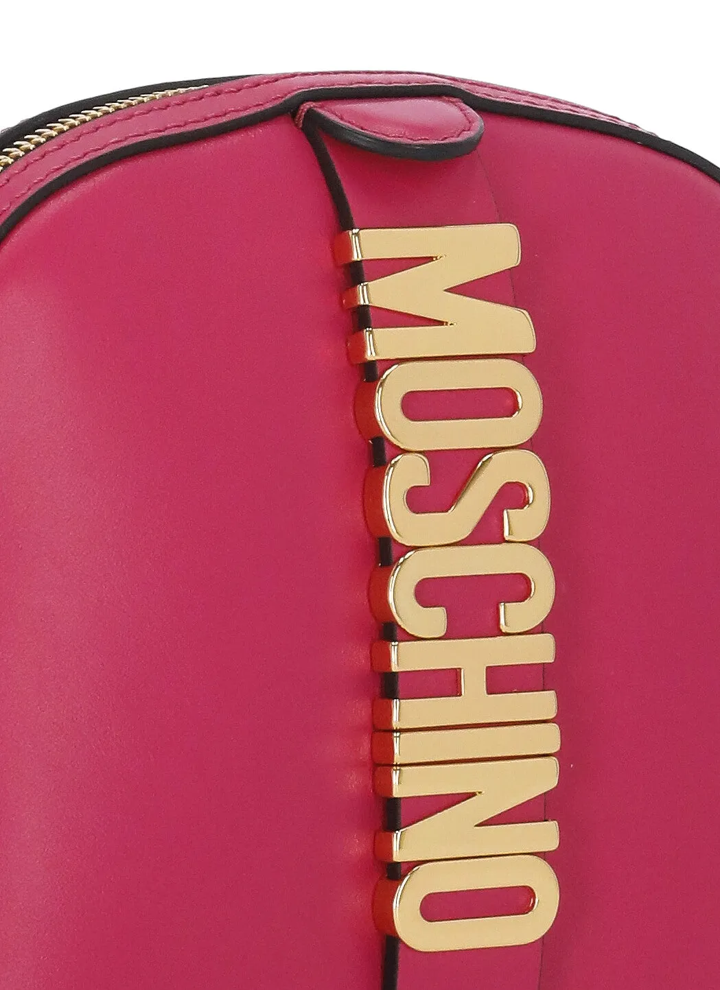 Moschino Logo Plaque Zip-Up Crossbody Bag