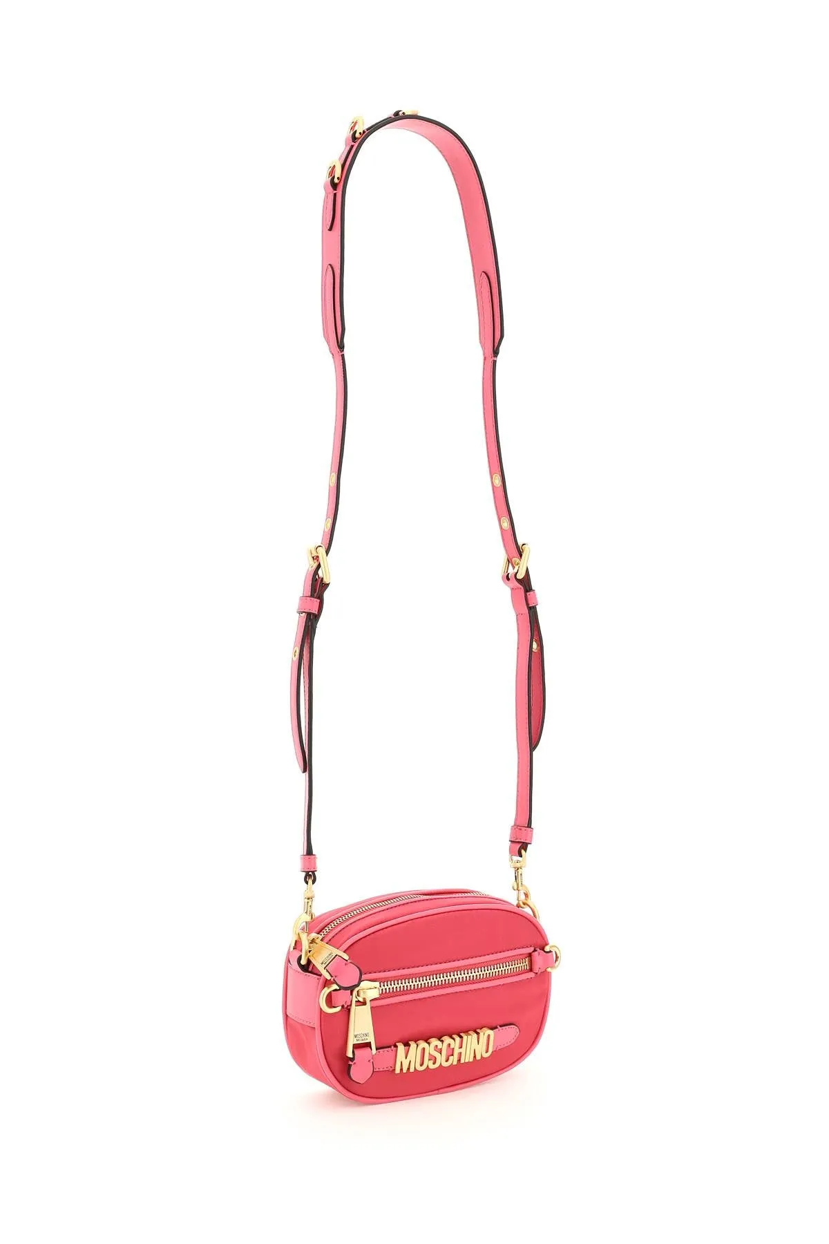 Moschino Logo Plaque Zip-Up Crossbody Bag