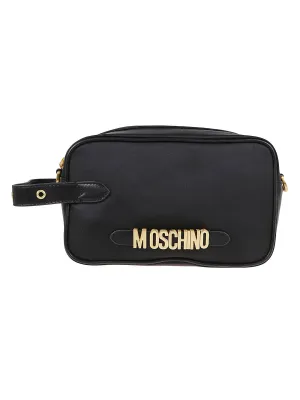 Moschino Logo Plaque Zip-Up Make Up Bag