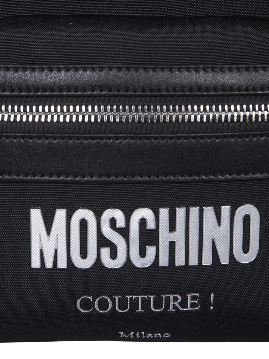 Moschino Logo Plaque Zipped Backpack