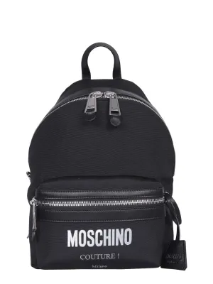 Moschino Logo Plaque Zipped Backpack