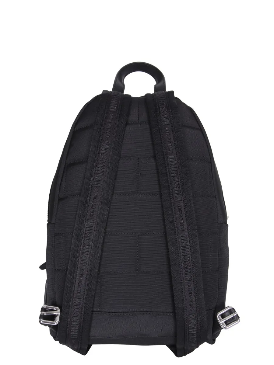 Moschino Logo Plaque Zipped Backpack