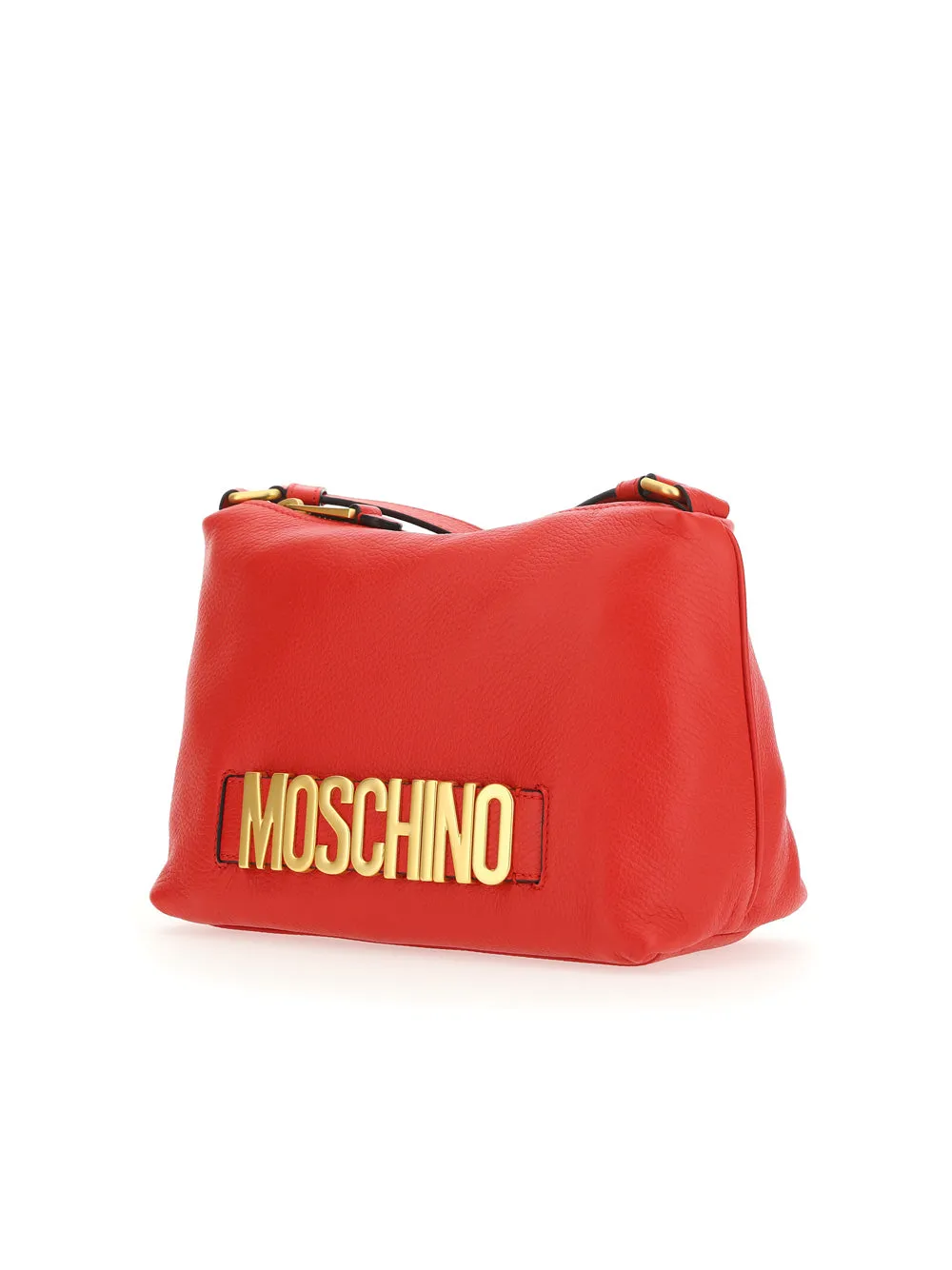 Moschino Logo Plaque Zipped Shoulder Bag