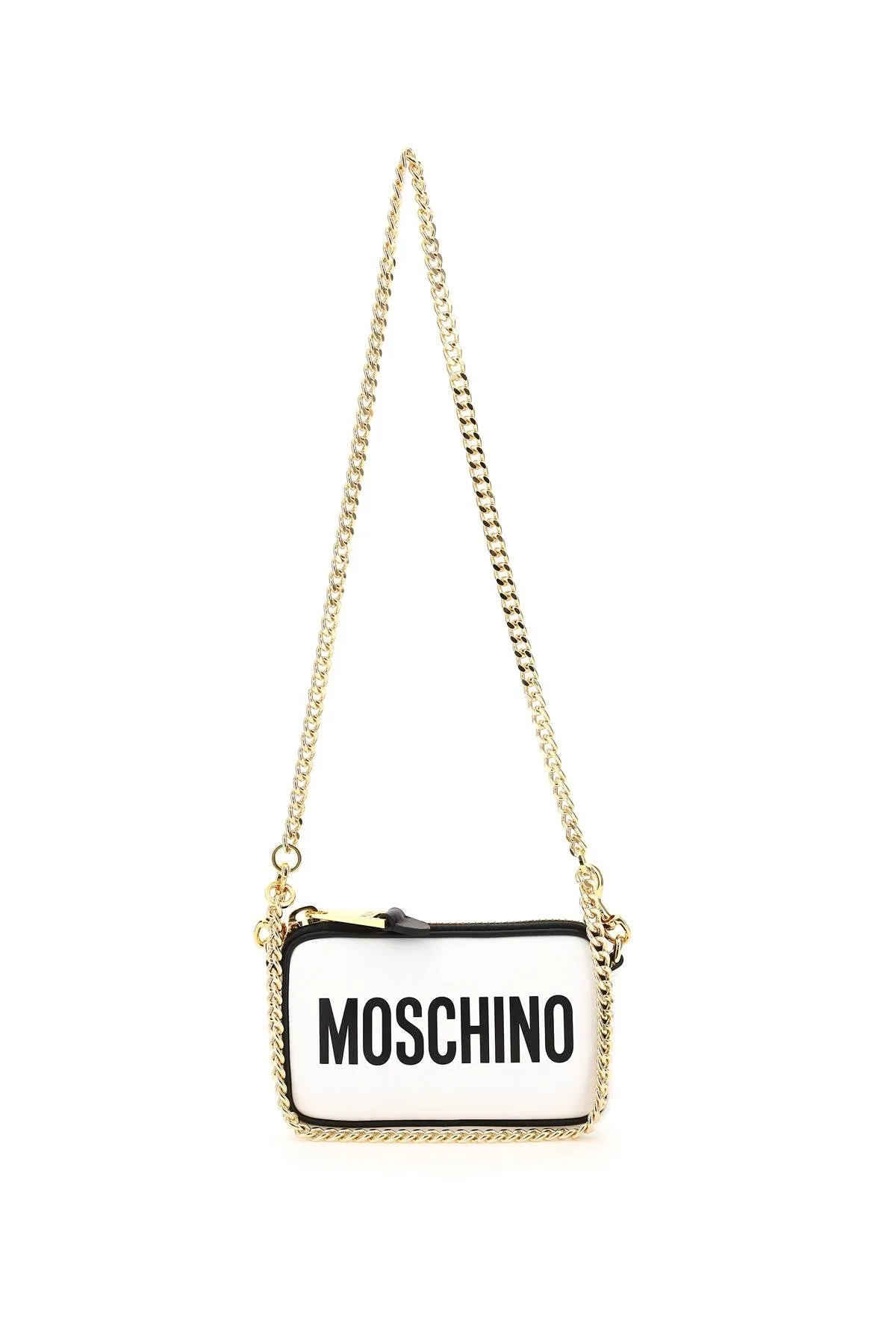 Moschino Logo Printed Chained Shoulder Bag