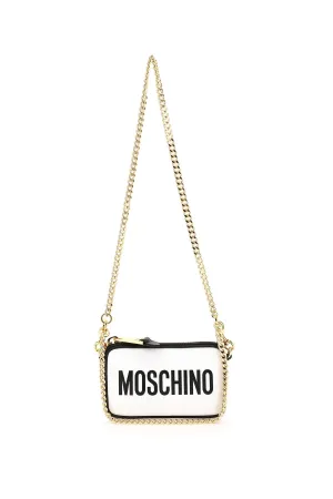 Moschino Logo Printed Chained Shoulder Bag