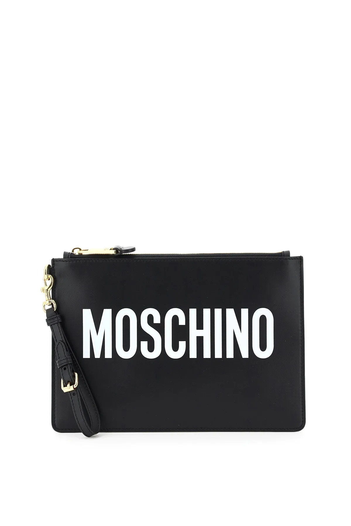 Moschino Logo Zipped Clutch Bag