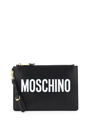 Moschino Logo Zipped Clutch Bag