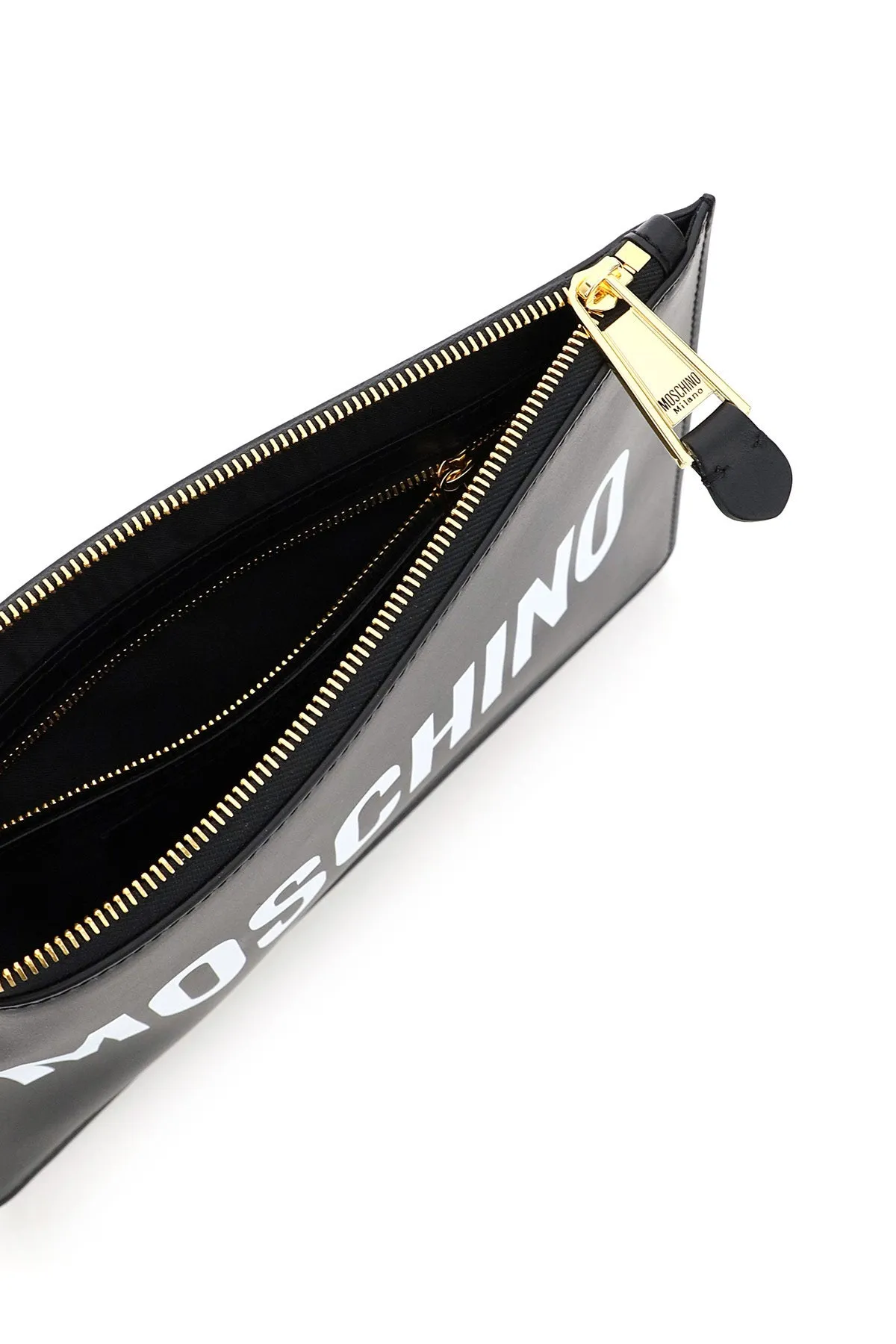 Moschino Logo Zipped Clutch Bag