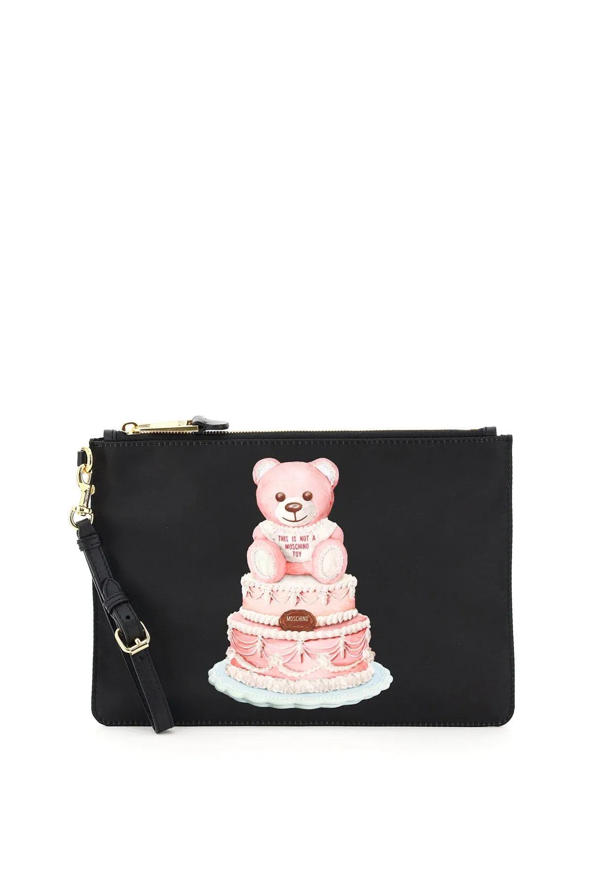 Moschino Teddy Print Zipped Clutch Bag