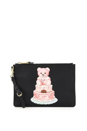 Moschino Teddy Print Zipped Clutch Bag