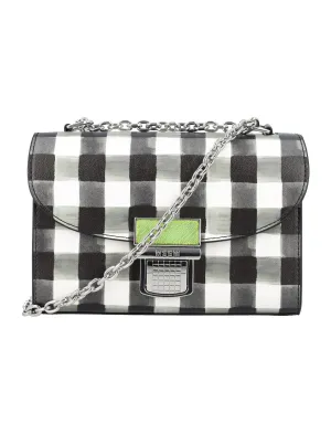MSGM Click Check Pattern Foldover Small Shoulder Bag