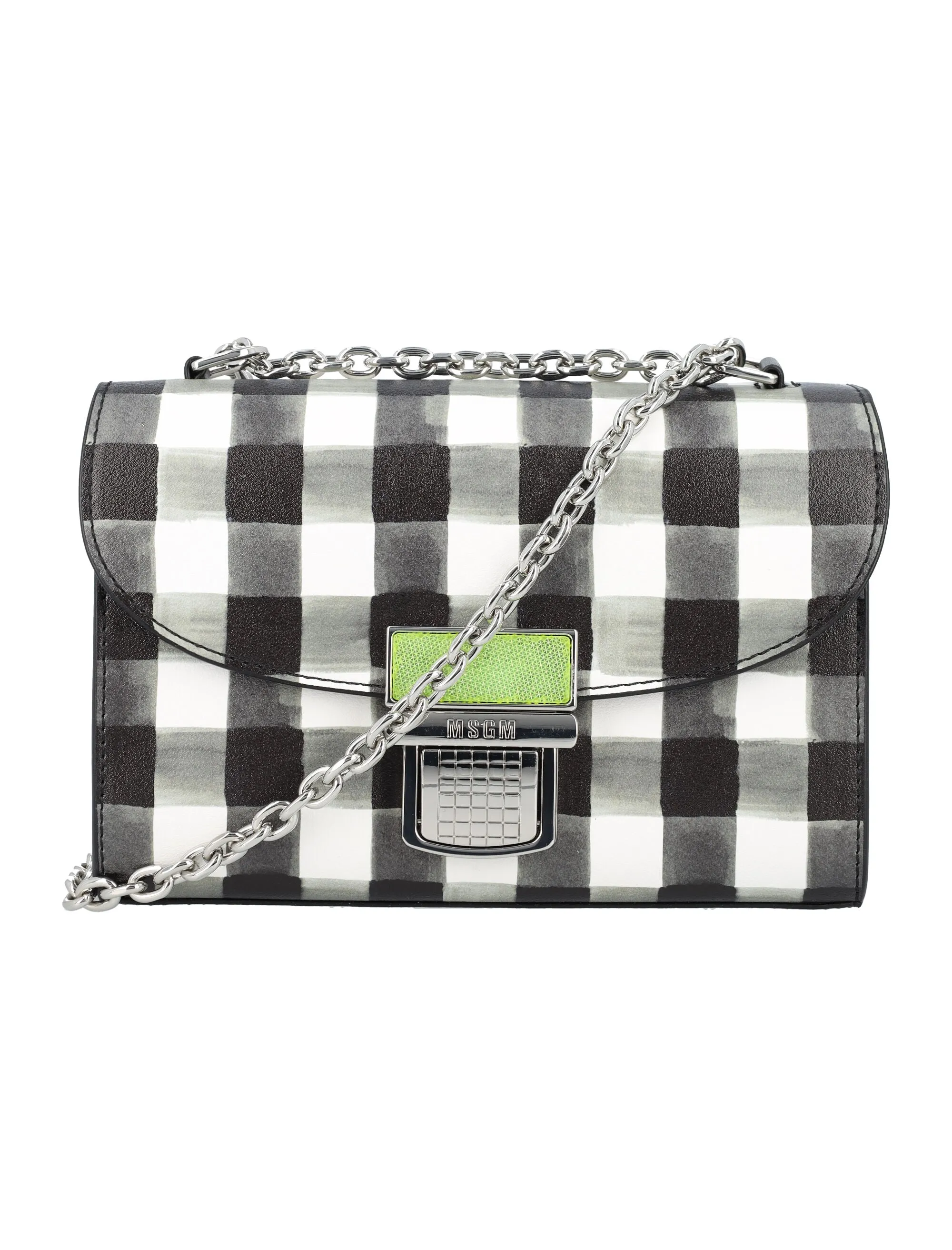 MSGM Click Check Pattern Foldover Small Shoulder Bag