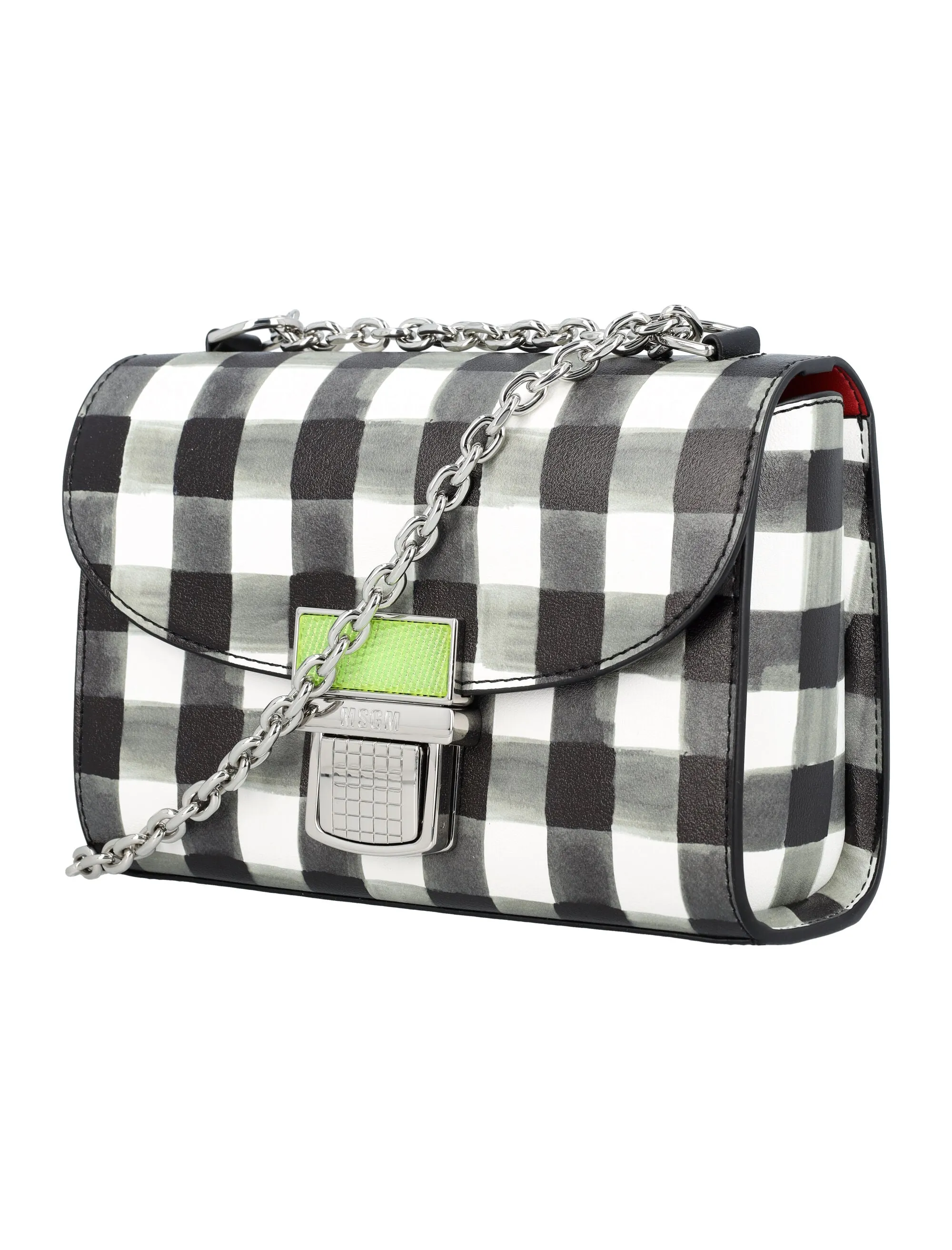 MSGM Click Check Pattern Foldover Small Shoulder Bag