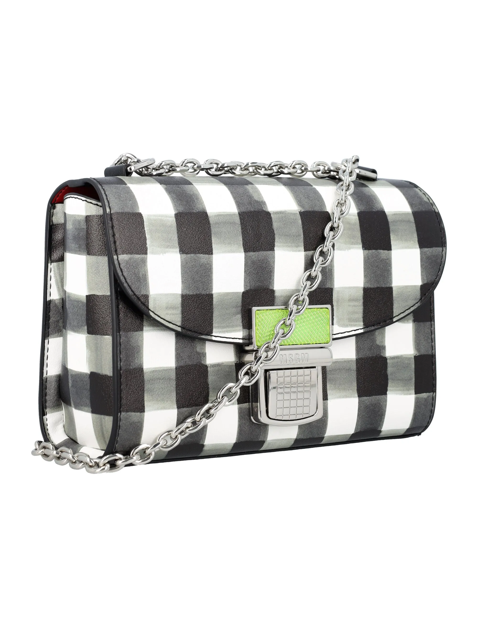 MSGM Click Check Pattern Foldover Small Shoulder Bag