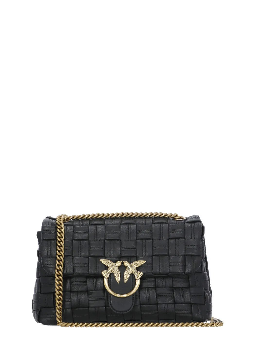 Pinko Classic Love Logo Plaque Foldover Shoulder Bag