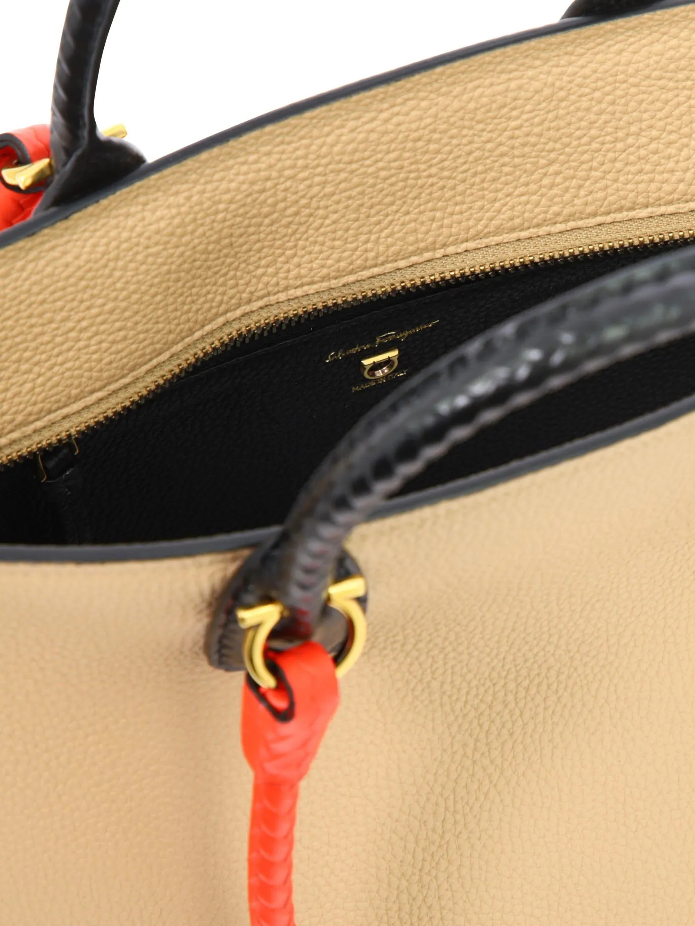 Salvatore Ferragamo Two Tone Handle Tote Bag