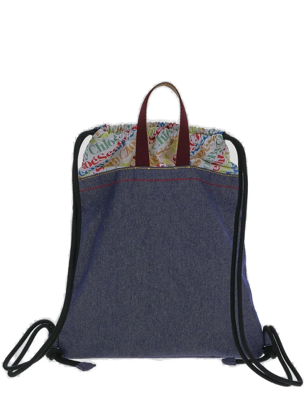 See By Chlo Logo Printed Layered Denim Gym Bag
