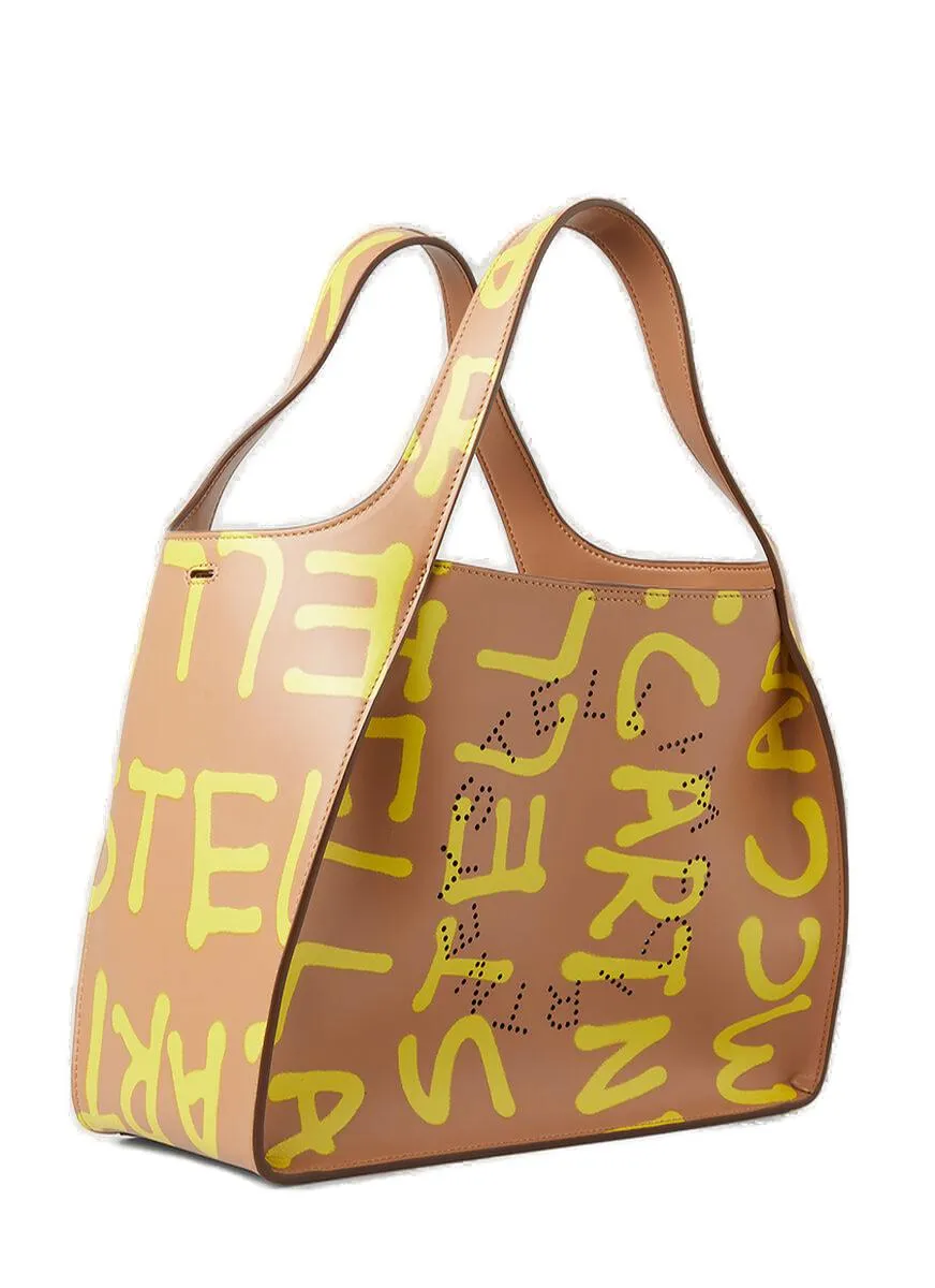Stella McCartney Allover Graffiti Logo Printed Tote Bag