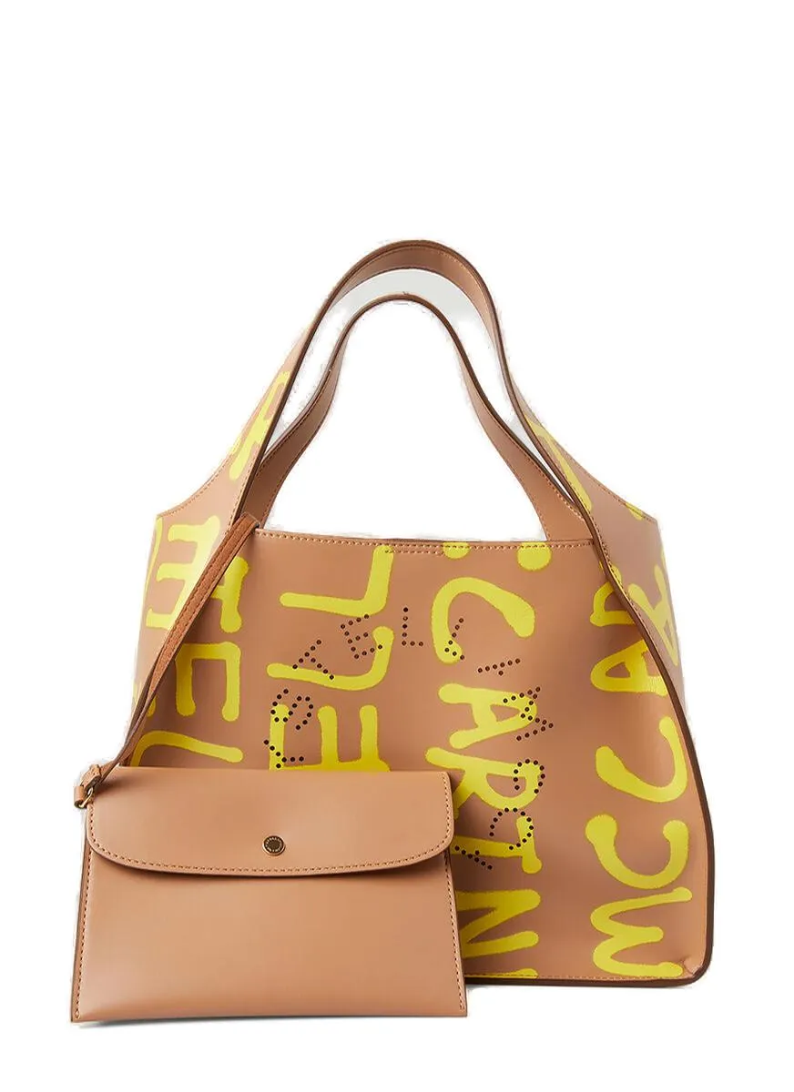 Stella McCartney Allover Graffiti Logo Printed Tote Bag