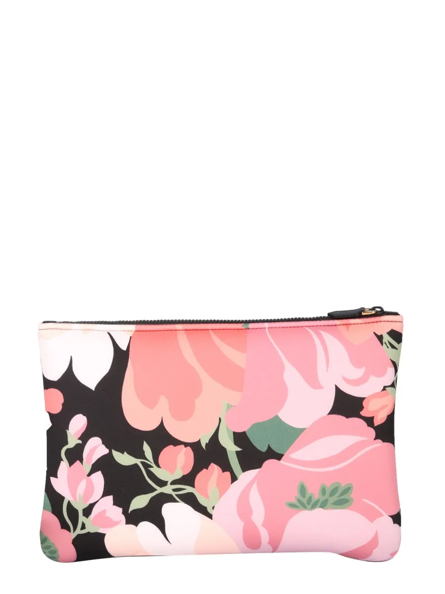 Tom Ford Floral Print Logo Patch Zipped Pouch