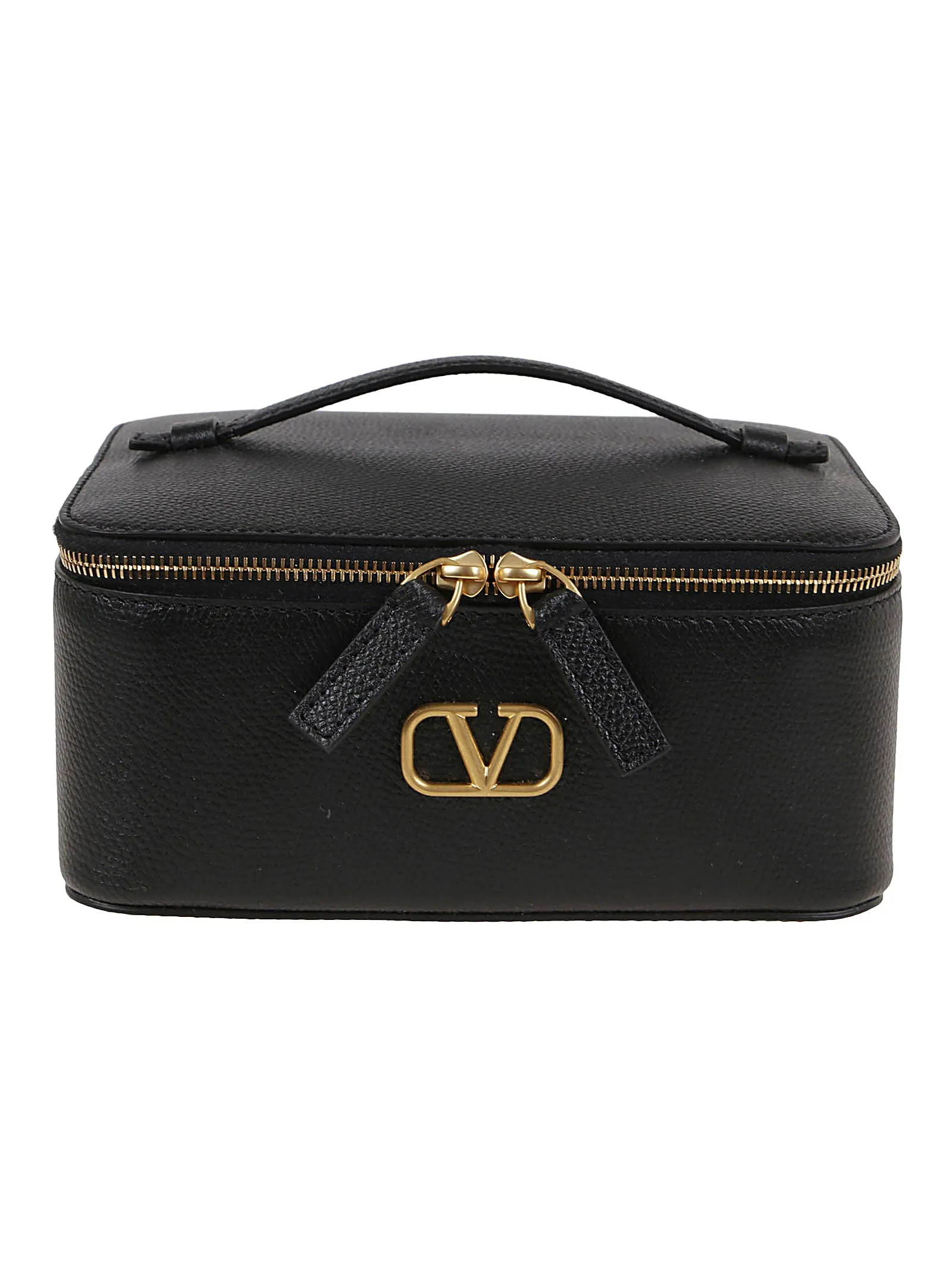 Valentino VLogo Plaque Pebbled Make-Up Bag
