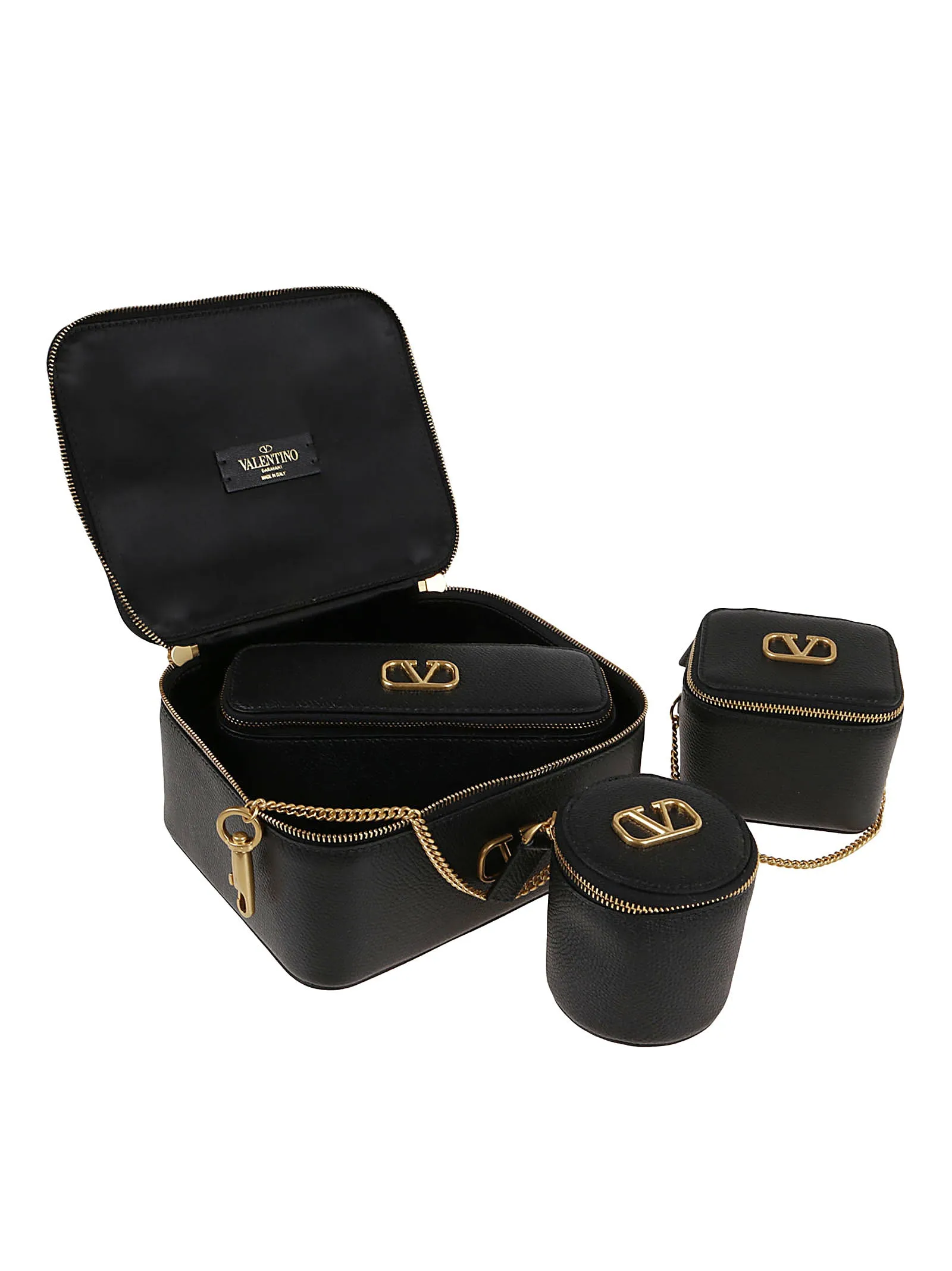 Valentino VLogo Plaque Pebbled Make-Up Bag